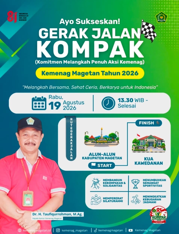 Kemenag Magetan Gelar Gerak Jalan KOMPAK 2026, Ajak Jaga Kebugaran dan Pererat Silaturahmi