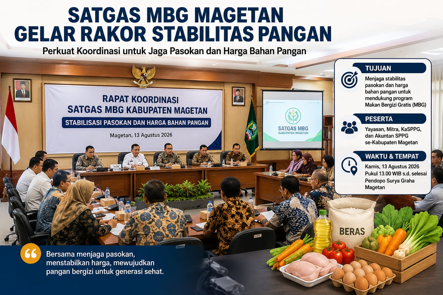Satgas MBG Magetan Gelar Rakor Stabilitas Pasokan dan Harga Pangan, SPPG Diminta Perkuat Koordinasi