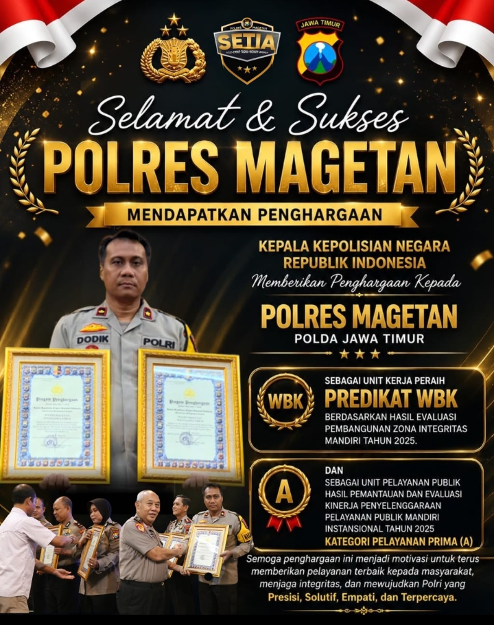 Polres Magetan Raih Dua Penghargaan Bergengsi dari Kapolri