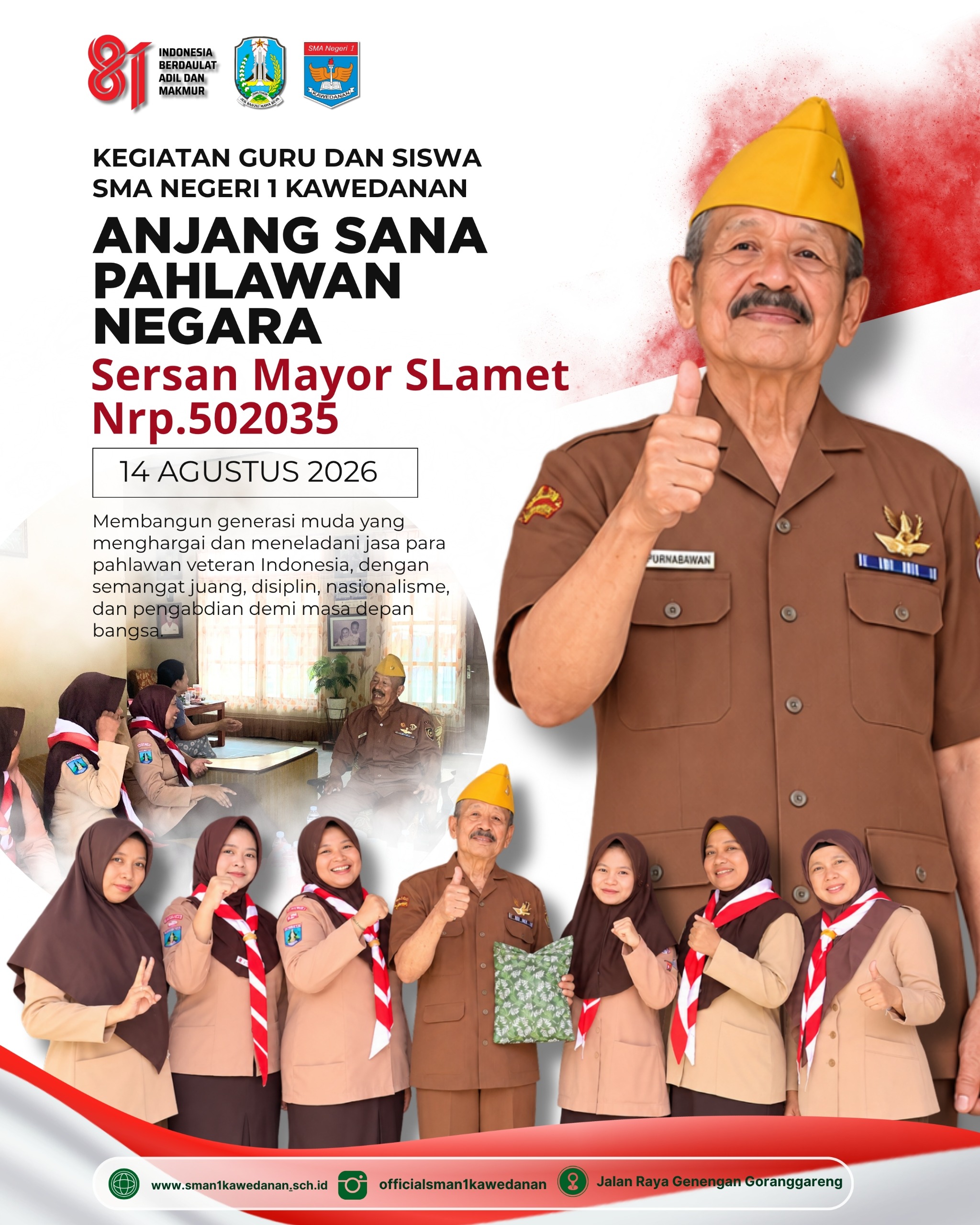 Guru dan Siswa SMAN 1 Kawedanan Anjangsana ke Veteran, Rawat Semangat Perjuangan