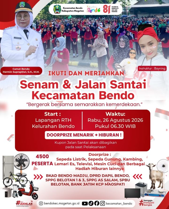 Senam dan Jalan Santai Kecamatan Bendo Meriah, Dorong Semangat Kebersamaan dan Promosi Daerah